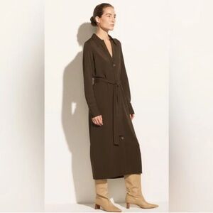 VINCE Long Sleeve Button Front Belted Shirt Dress Brown Size XL NWT